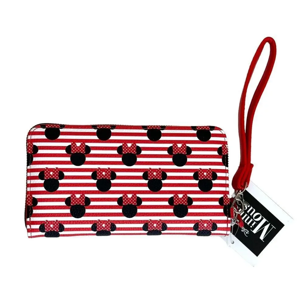 ALDI 2024 Women's Disney Mickey Mouse Red Wallet Outlines Wristlet Zip‎ Around